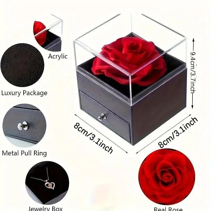 New Hot Selling Valentine’s Day Gift Ocean Heart Love Necklace with Eternal Rose