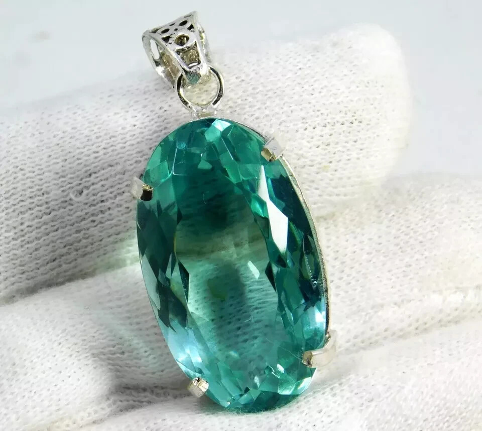 Flawless 94.50 Ct Blue Aqua Topaz Pendant Oval Shape Certified Loose Gemstone