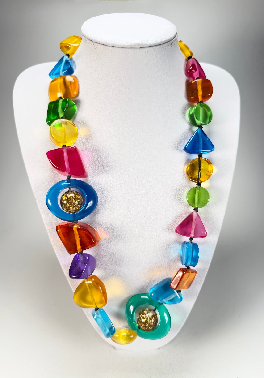 Jackie Brazil “Indiana” Transparent Carnaval Mix Multi-Bead Resin 70cm Necklace