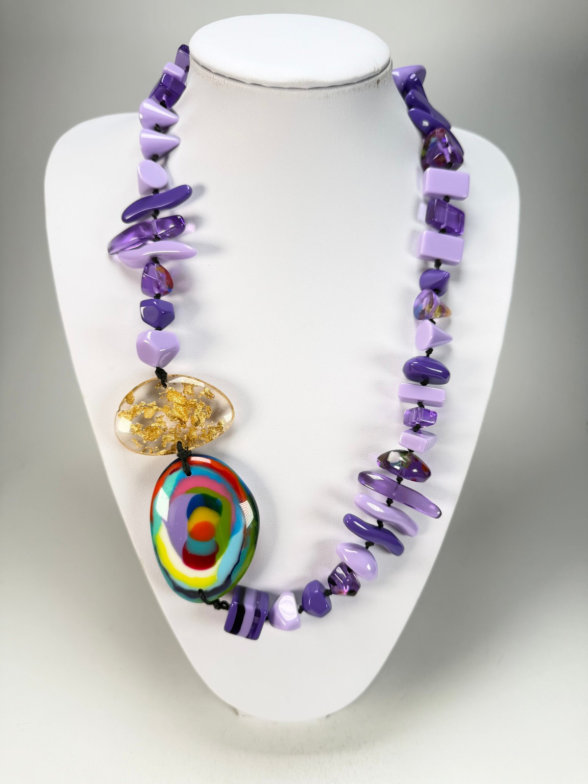 Jackie Brazil “Fusion” Purple Mix Long 110cm Bead Necklace ( N0040 )