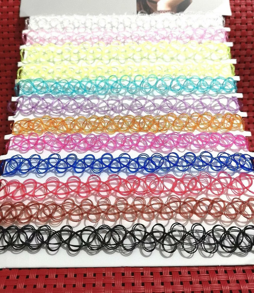 12 Multicolour Elastic Stretch Choker Plastic Womens Girls Chocker Necklace UK