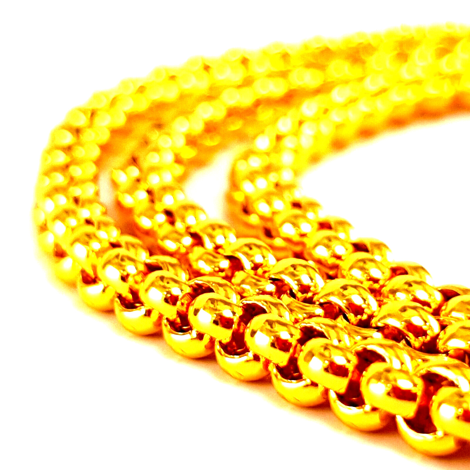 Gold Color Plated Brass Unisex Adult Charm Necklace Fashion Jewelry 24″ 5 MM.