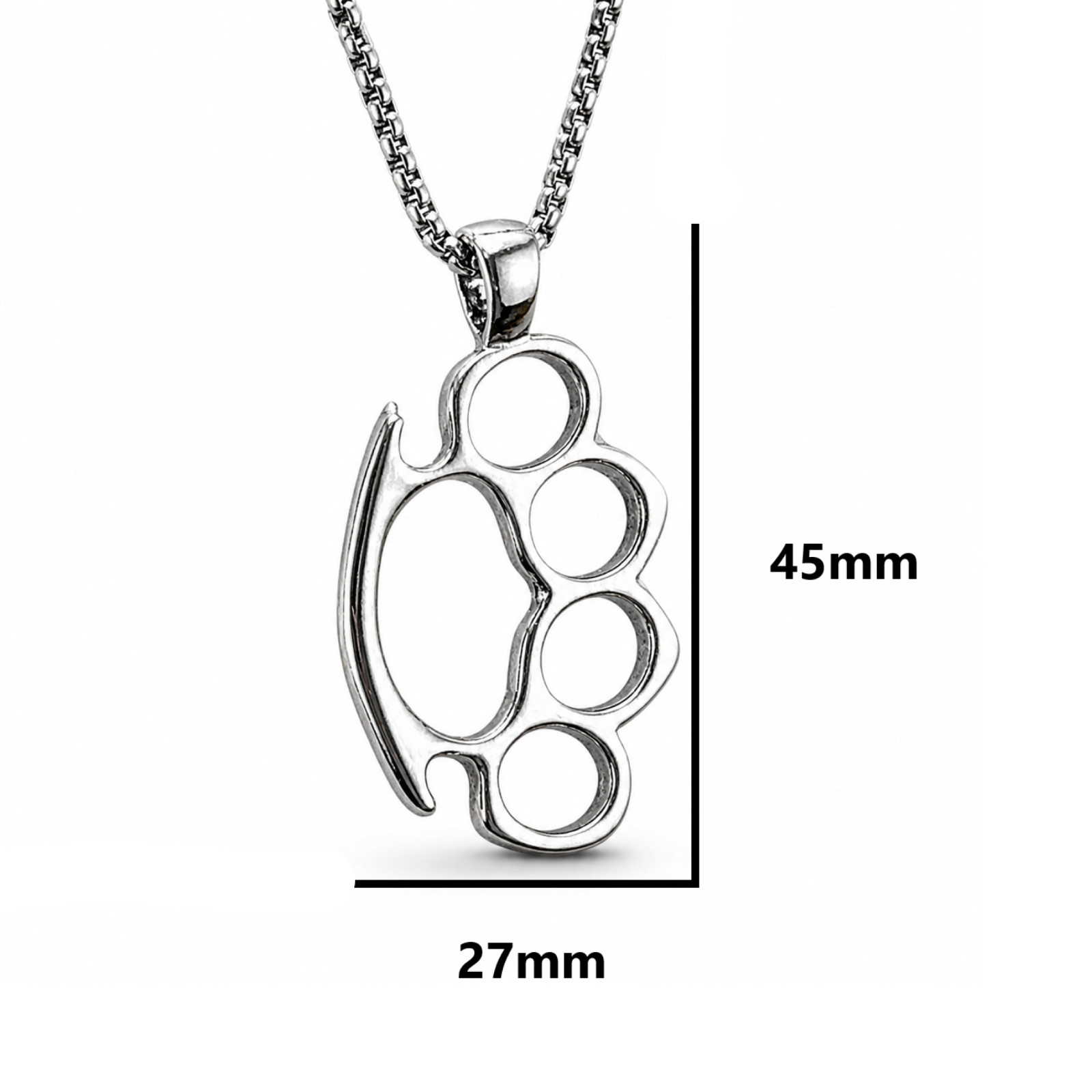 Knuckle Duster Pendant Brass Knuckles Venetian Chain Necklace Jewellery & Boxed