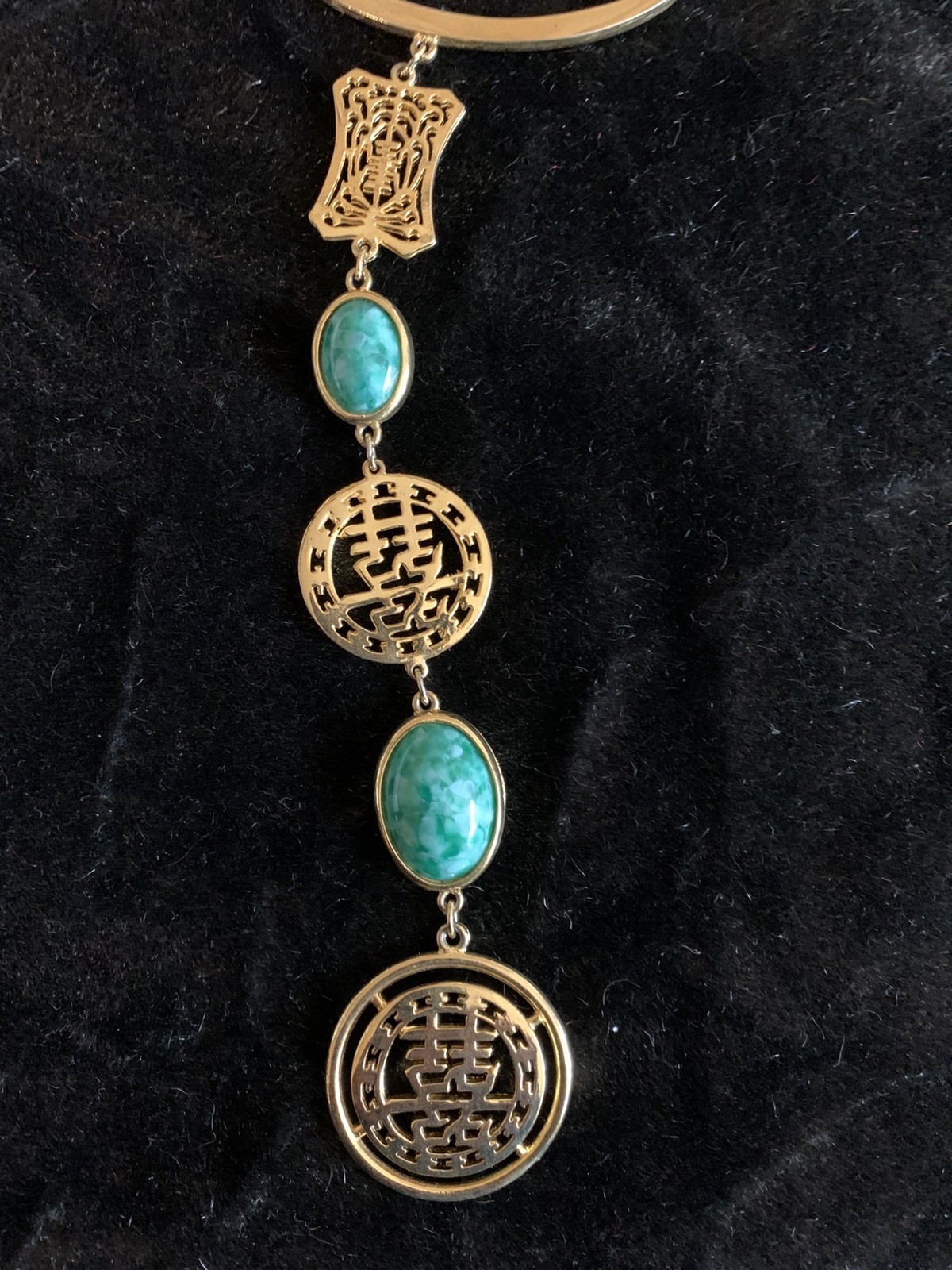 Gold Tone Bling Chinese Gold Tone Necklace, Circular Pendants on Chain, Vintage