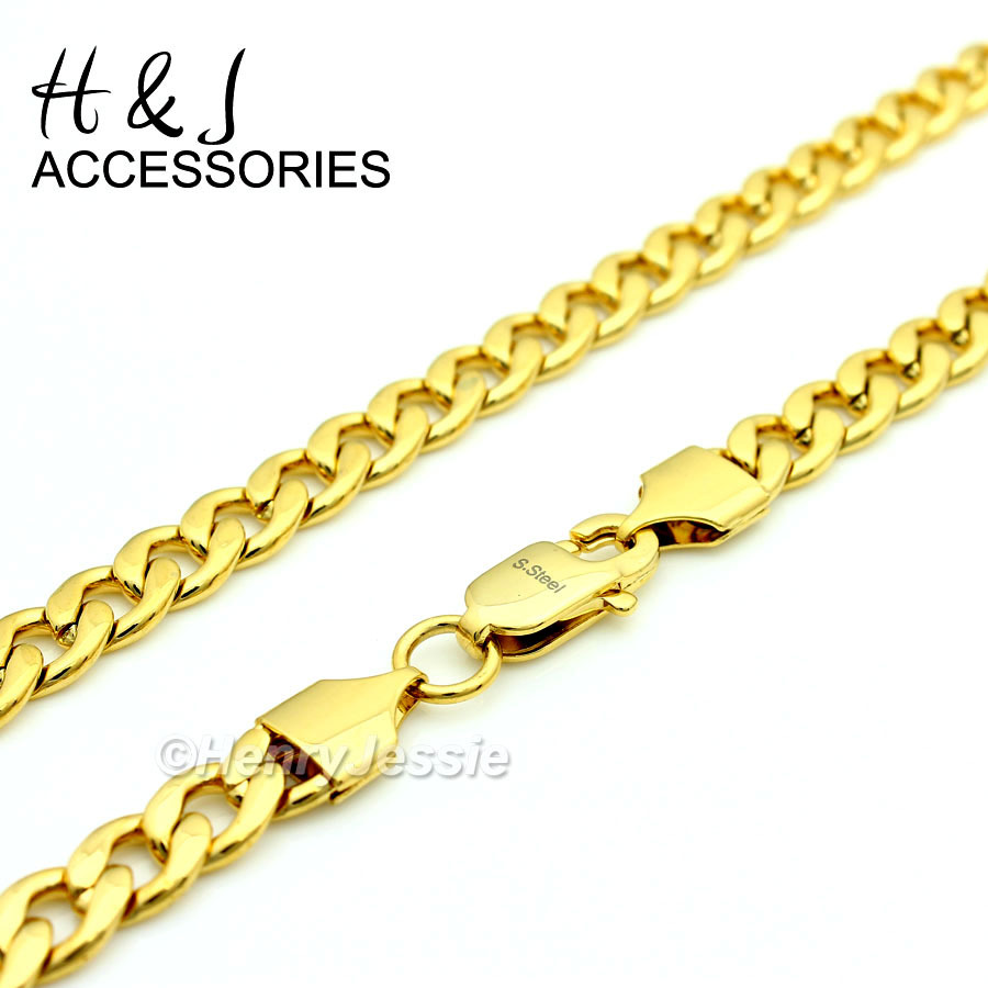 30″MEN Stainless Steel 6mm Gold Plated Cuban Curb Chain Allah Round Pendant*P78