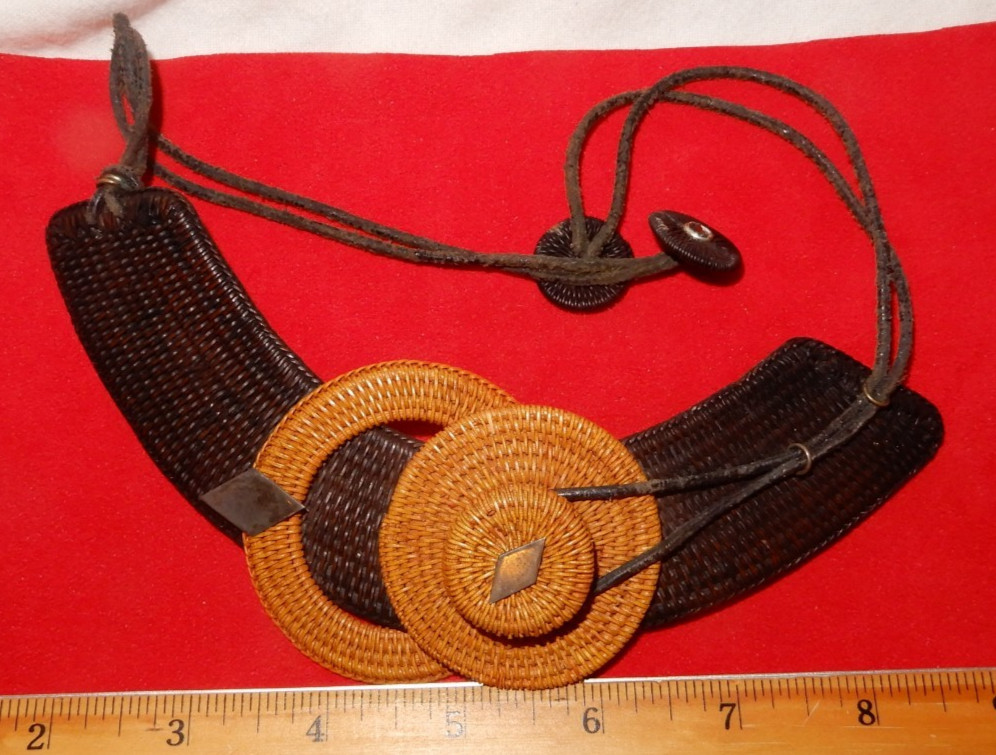 Jewelry – Woven Two Toned Rattan Indonesian Choker Necklace on Adjustable Cord