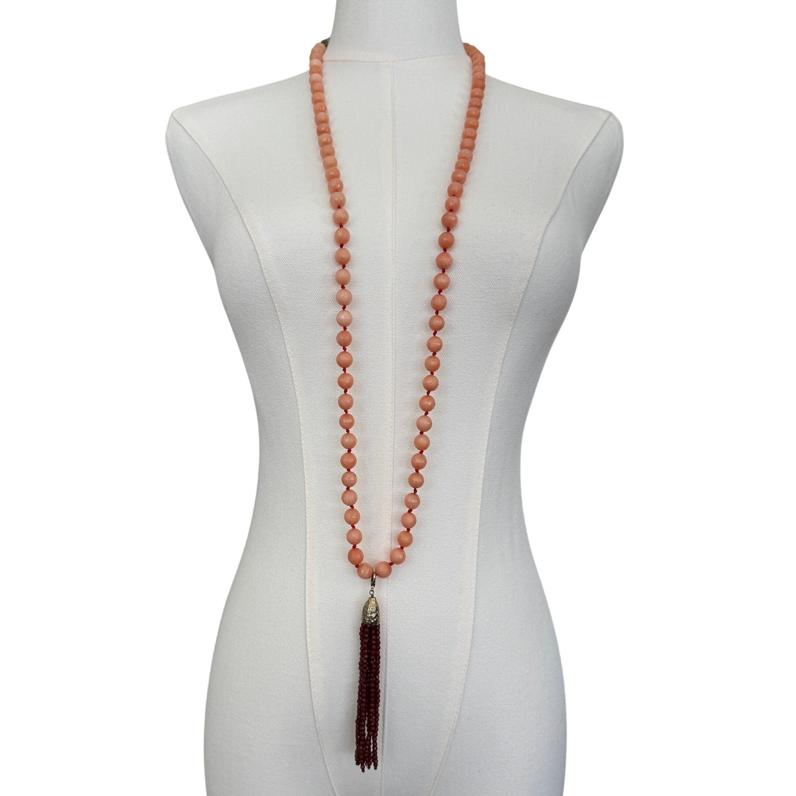 Rosantica Milano Tassel Necklace Women OS Peach Ruby Agate Himalaya NWT