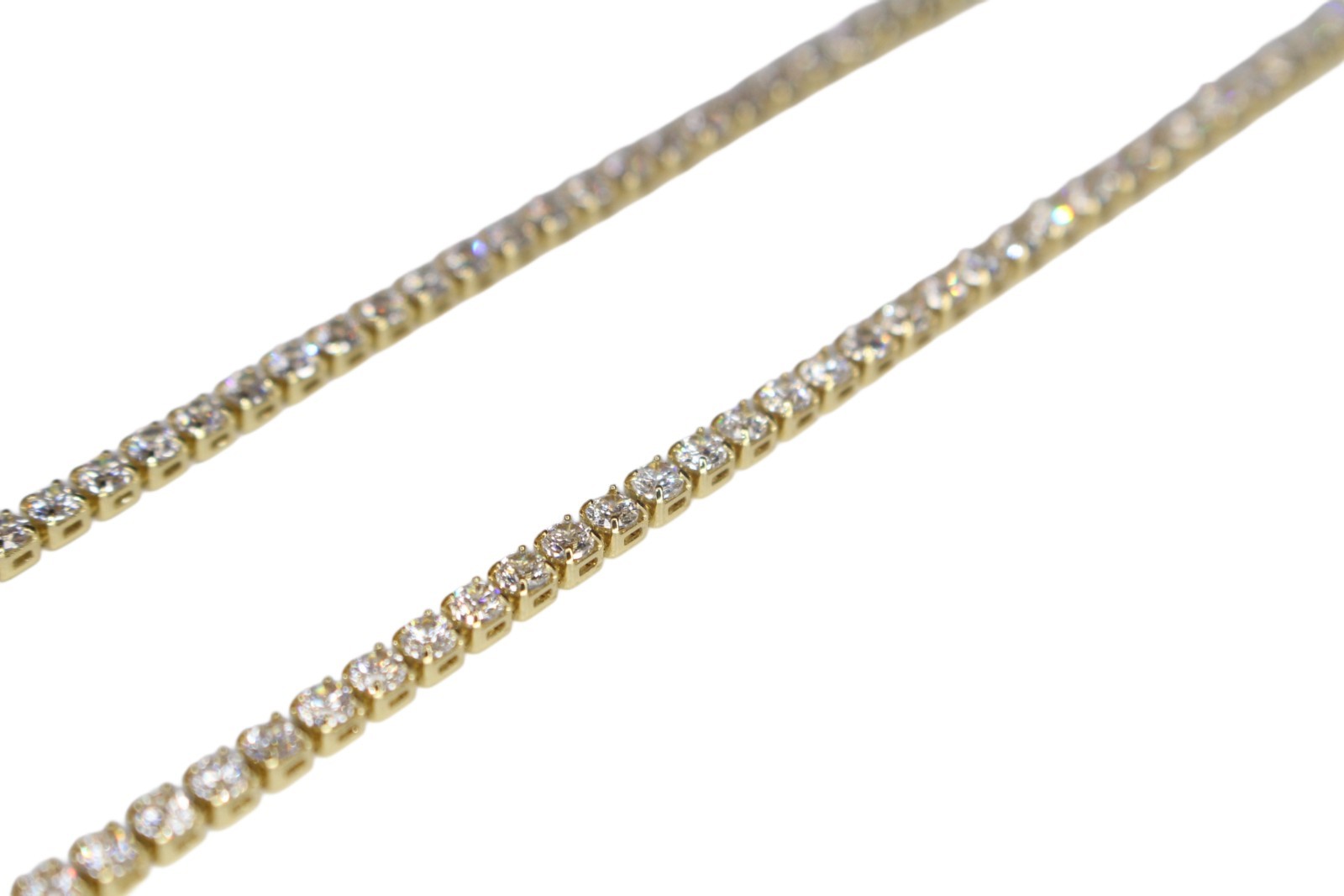 2mm Gold Tennis Chain Necklace 10ctw Lab Sim VVS1 Diamonds Heavy 12g+
