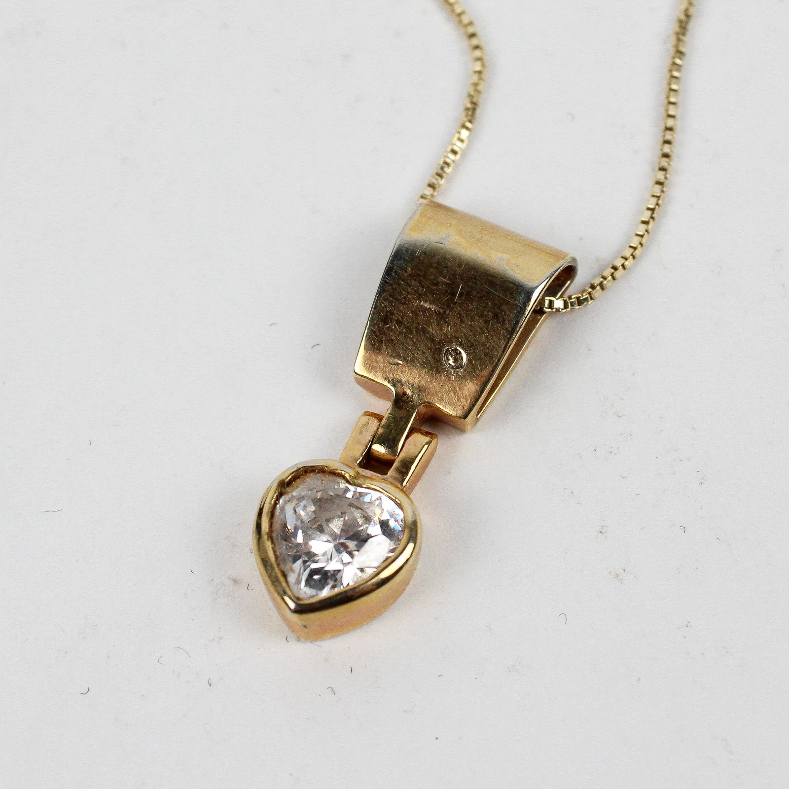 Cubic Zirconia Pendant Heart FAS Designer 925 Italy Necklace 19″ Box Chain Gold