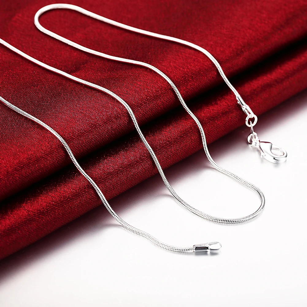 New 10pcs 1MM 925 Sterling Silver Snake Chain Necklace for Women Men Jewelry