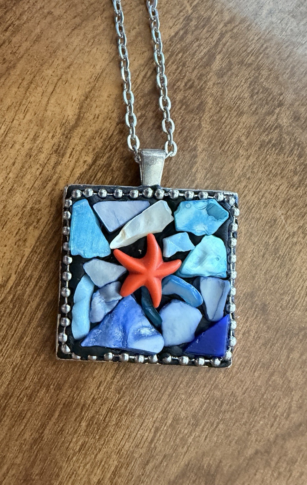 Mosaic Starfish Necklace One of a Kind Beach Jewelry