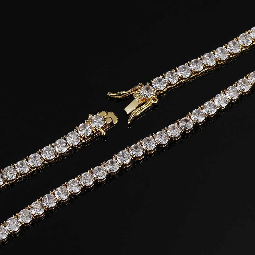 Women Men Iced Out Bling Tennis Necklaces Pendant Hip Hop CZ Zircons 3/4/5/6MM