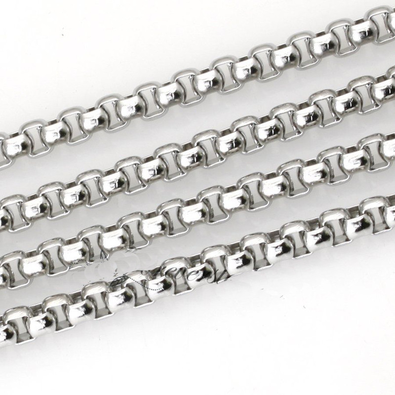 Silver Tone Rolo Box Chain Stainless Steel Necklace 1/2/3/4/5/7MM For Men Women