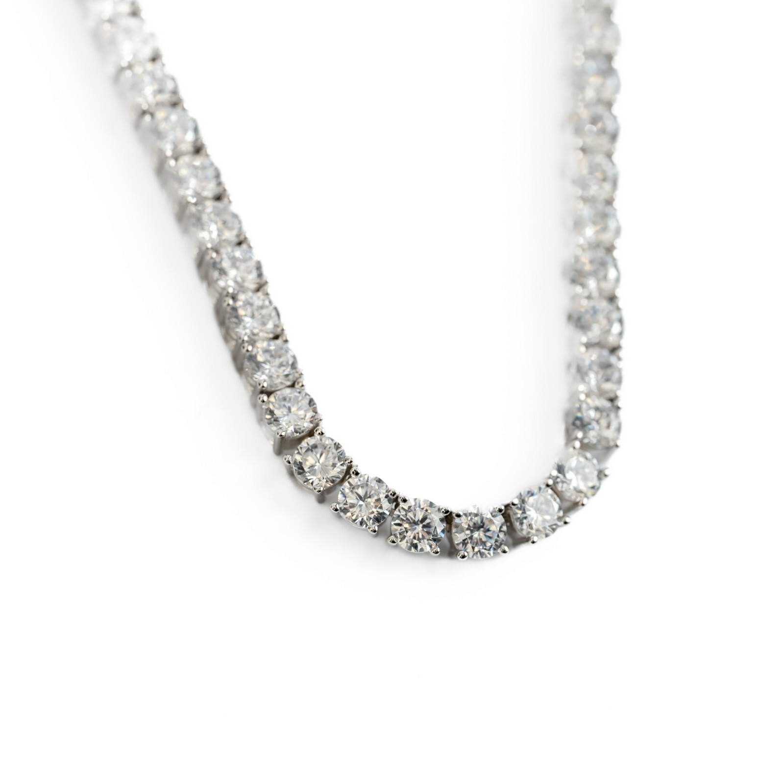 21-27CTTW Tennis Necklace, Lab Created Diamonds, VVS1, D-Color, Silver, DFN001