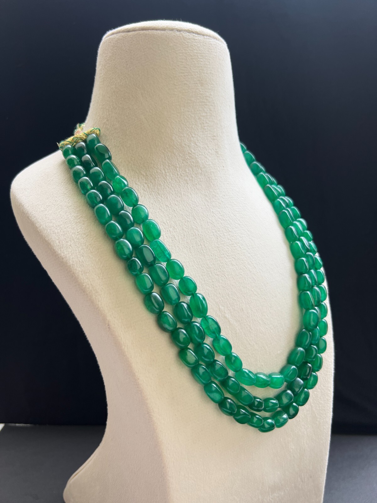 Natural Beryal oval 3 Layer Heishi Beads Necklace 18″ Handmade Layered Jewelry