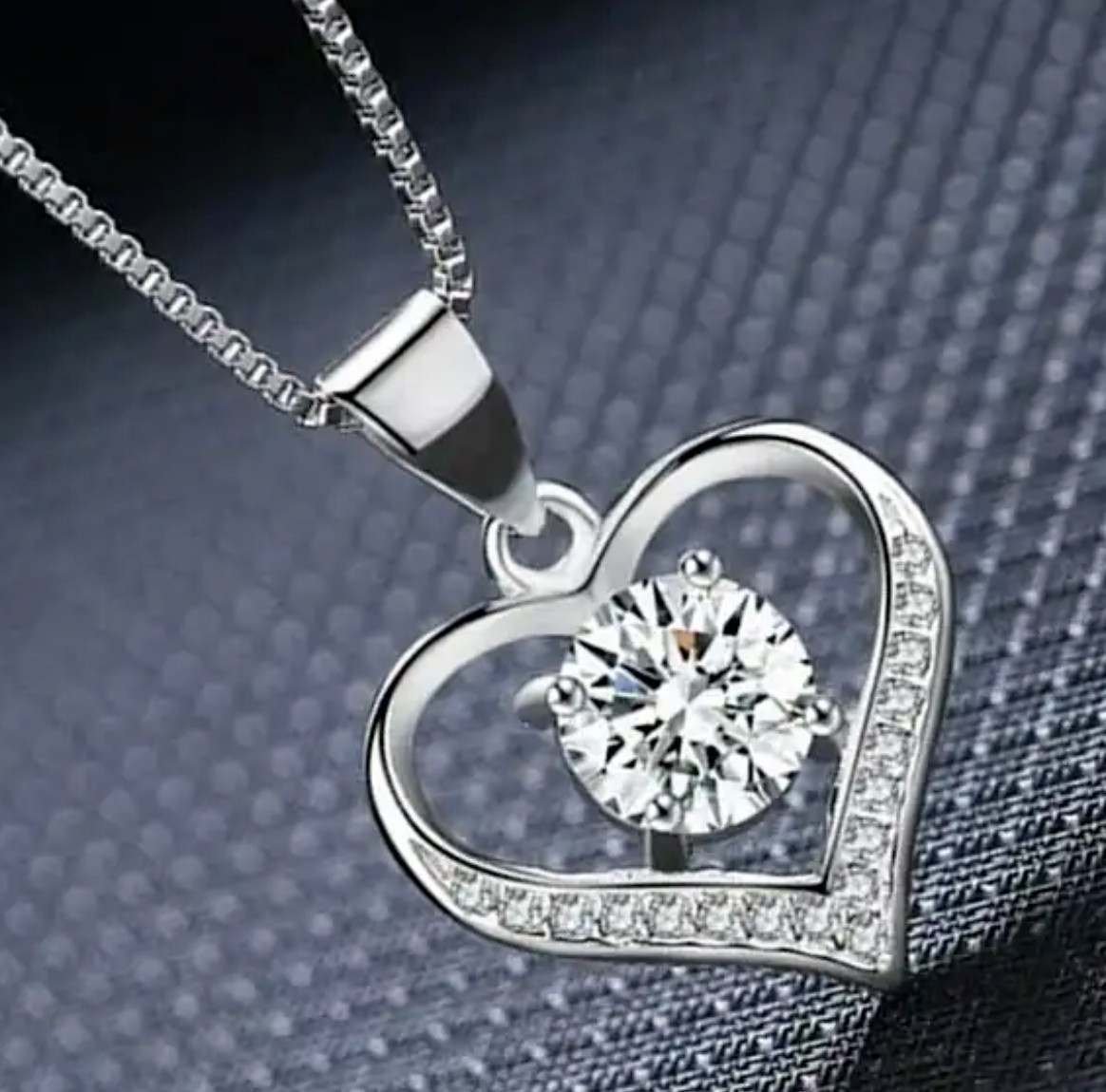 Sterling Silver Plated Love Heart Pendant Necklace FREE SHIPPING OVER 10$