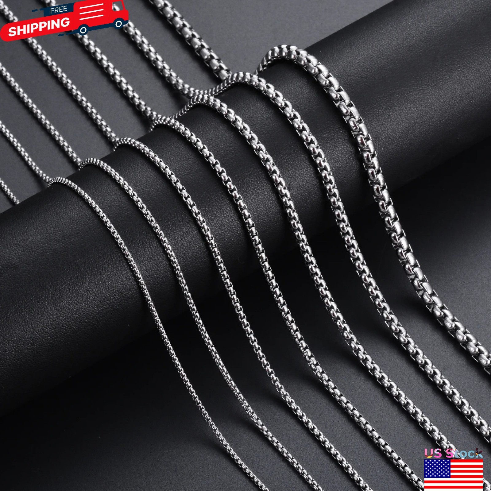 16-36″ Stainless Steel Silver Chain Cuban Curb Womens Mens Necklace 3/5/7/9/11mm