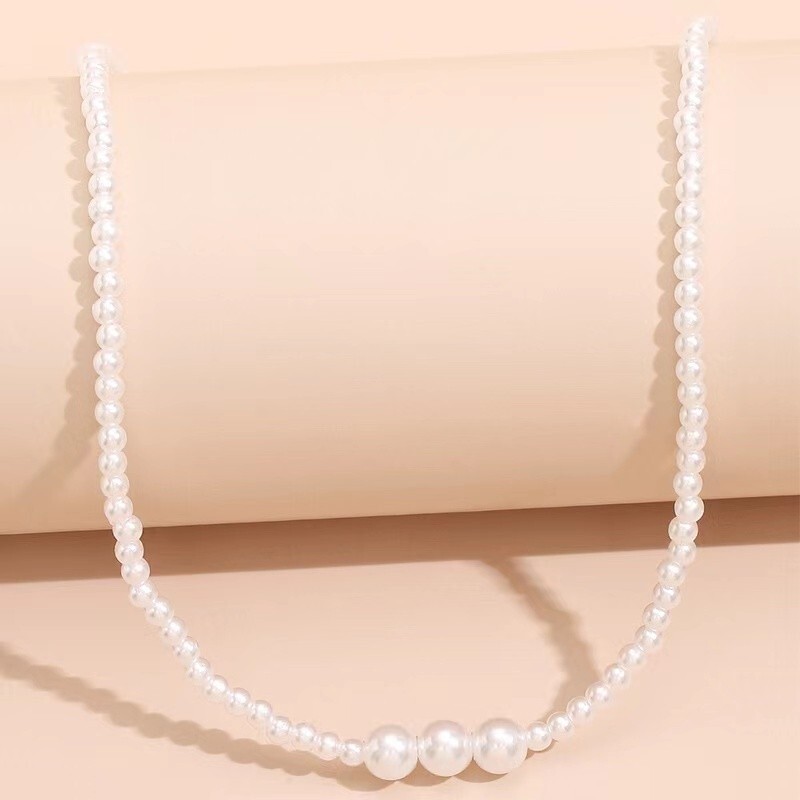 Elegant Women Vintage Pearls Necklace White Faux Pearl Fashion Choker Gift 1420