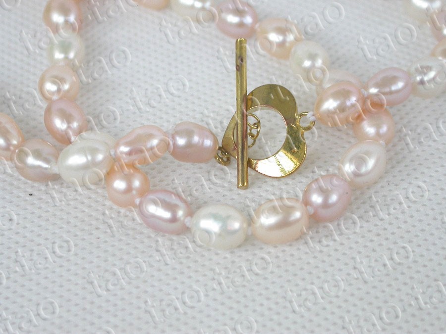 natural 17″ 9mm Baroque rice Multicolor freshwater pearl necklace c1947v
