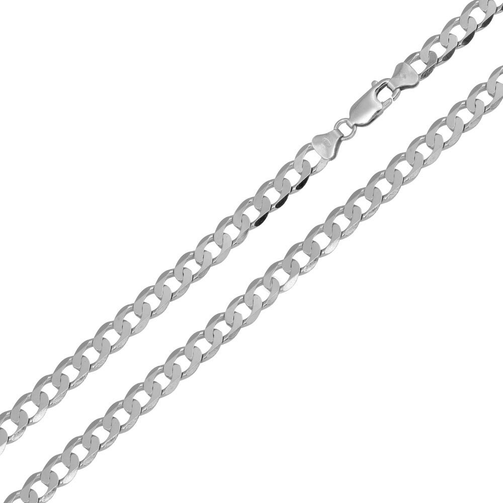 Sterling Silver Rhodium Finish 4mm Cuban Curb Link Chain Necklace, Made in Italy