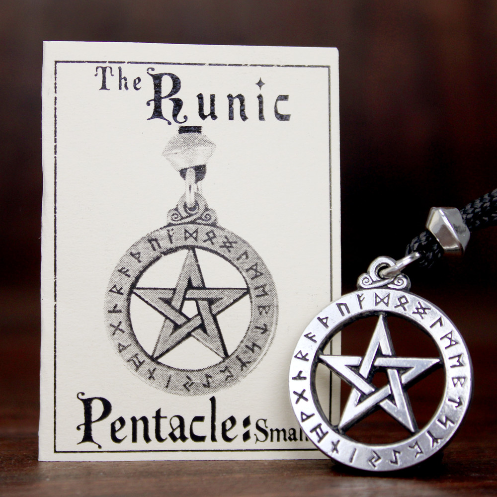 Rune Pentacle Pendant Necklace Talisman Amulet Wiccan Jewelry Pagan Witch Runes