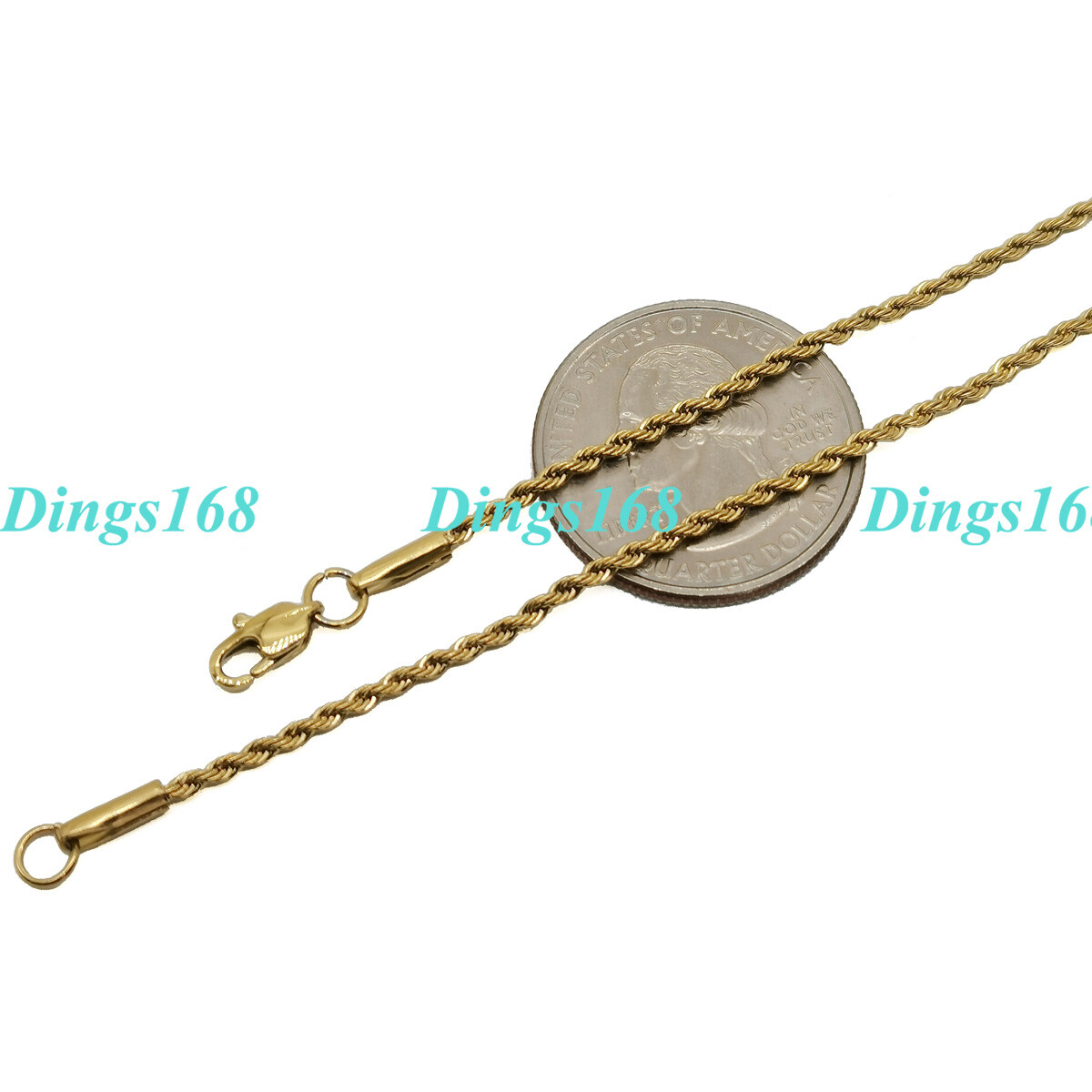 Genuine 18K Gold Filled 1.7mm Rope Chain Necklace 16″ 18″ 20″ 22″ 24″ 26″ 28-32″