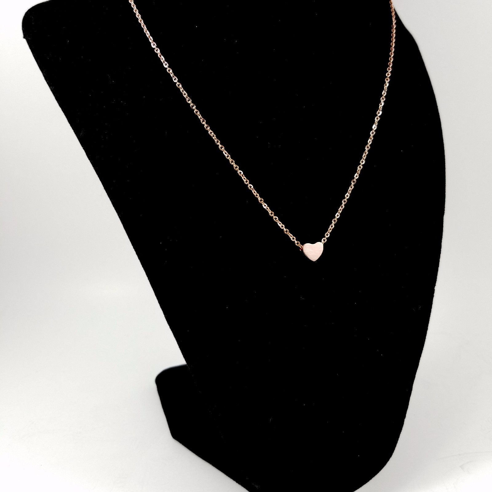 Rose Gold Plated Tiny Heart Necklace Gift Box Dainty Love Womens Jewelry