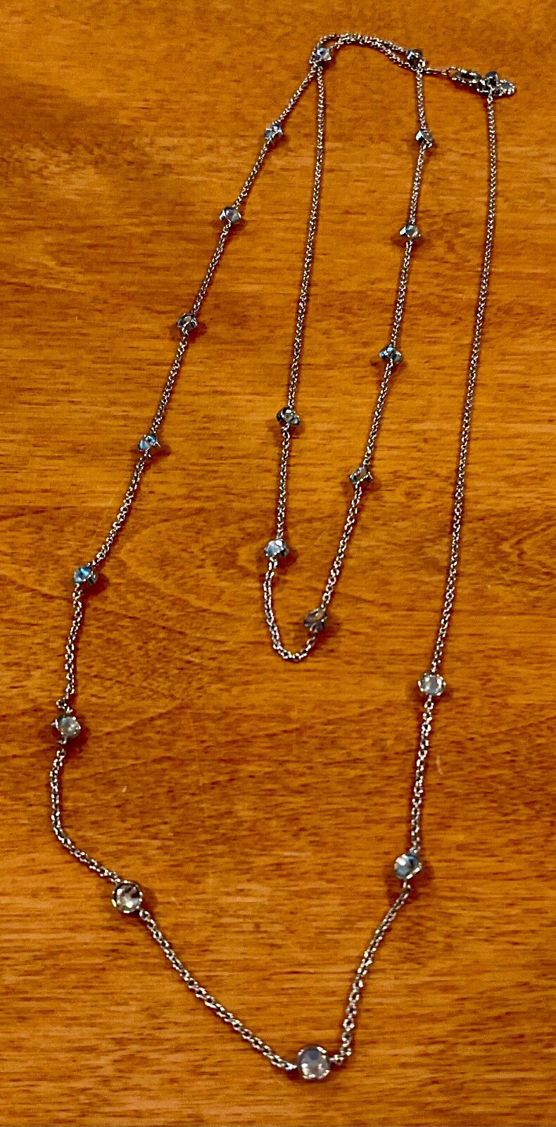 ANN TAYLOR SILVERTONE CRYSTAL 40” NECKLACE OR DOUBLED 20” PARTY WEAR NEW YEARS!
