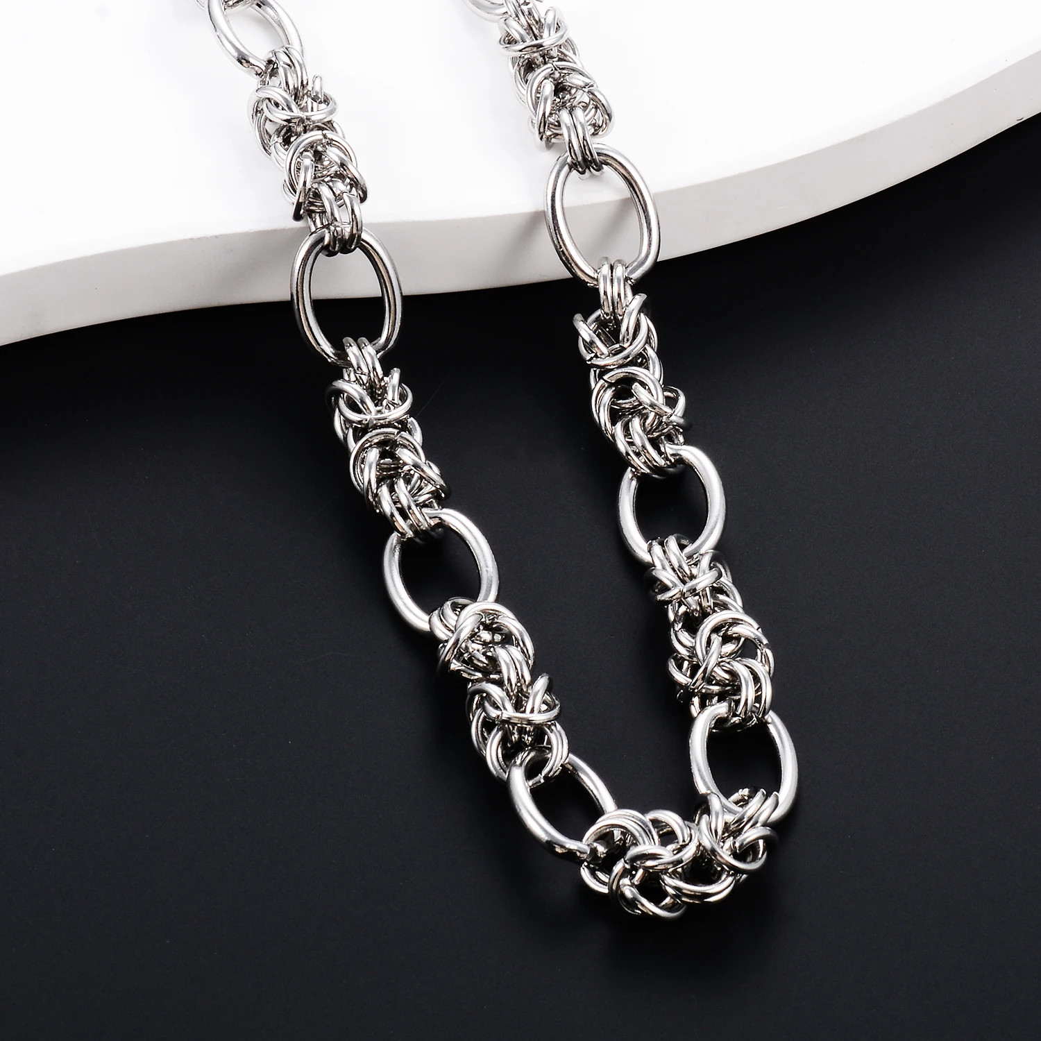 Knot Link Chain Necklace Stainless Steel Bold Thick Statement Women Jewelry