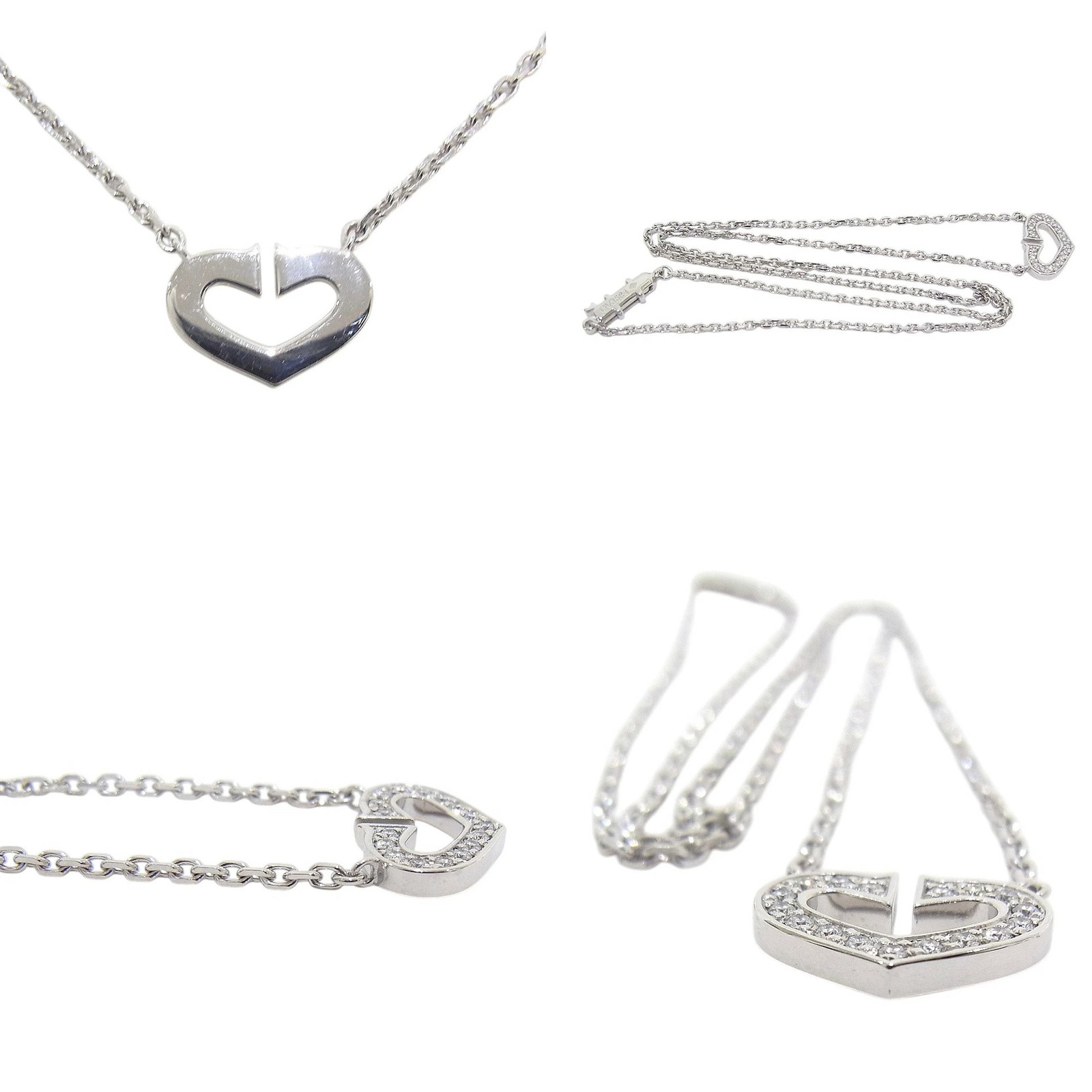 CARTIER C heart necklace 750 K18 WG white gdiamond B7008300 [n A] Authentic