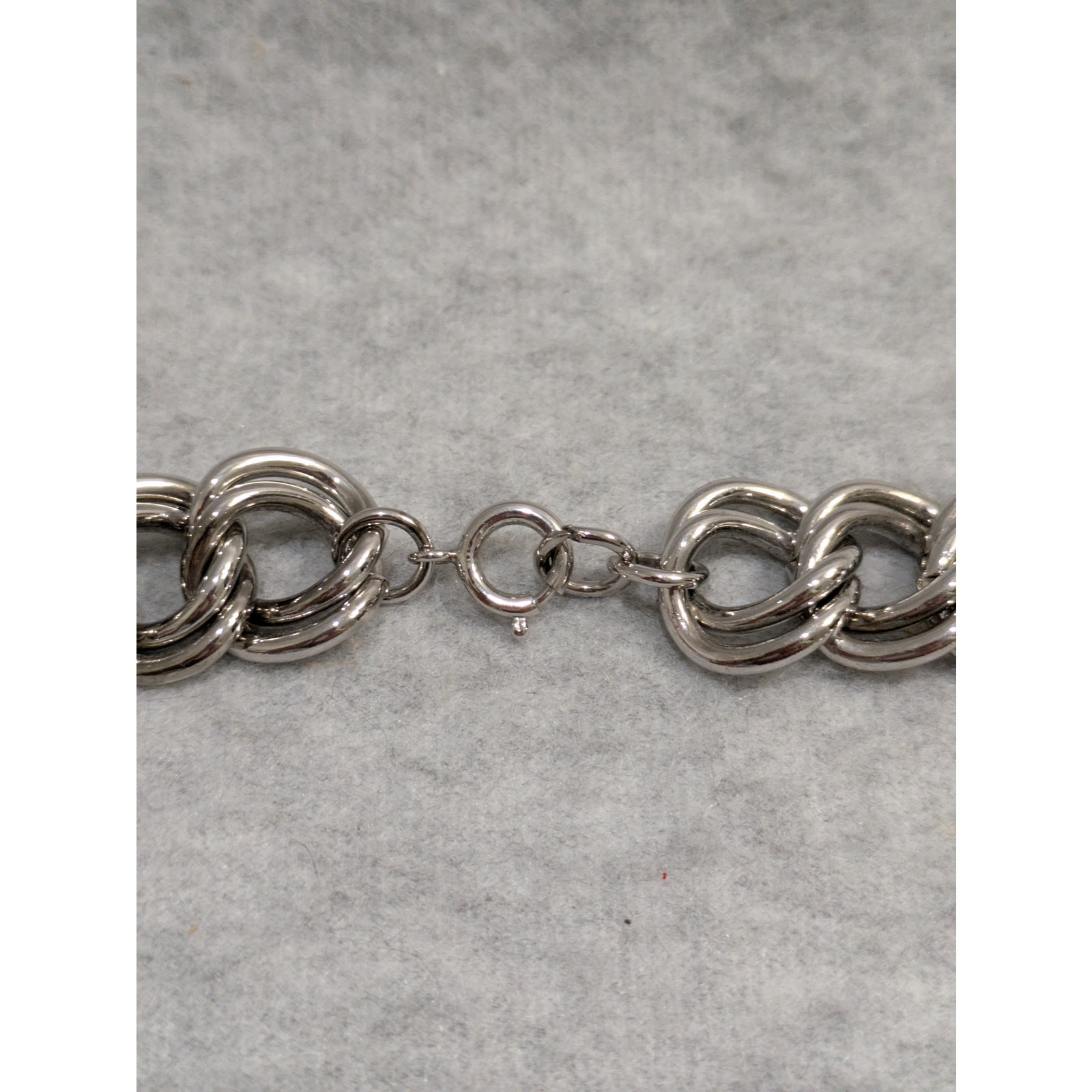 Chunky Chain Necklace Silver Tone Double Twisted Chain Chocker Necklace 16″ VTG