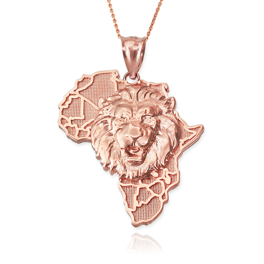 Africa Lion Gold Pendant Necklace