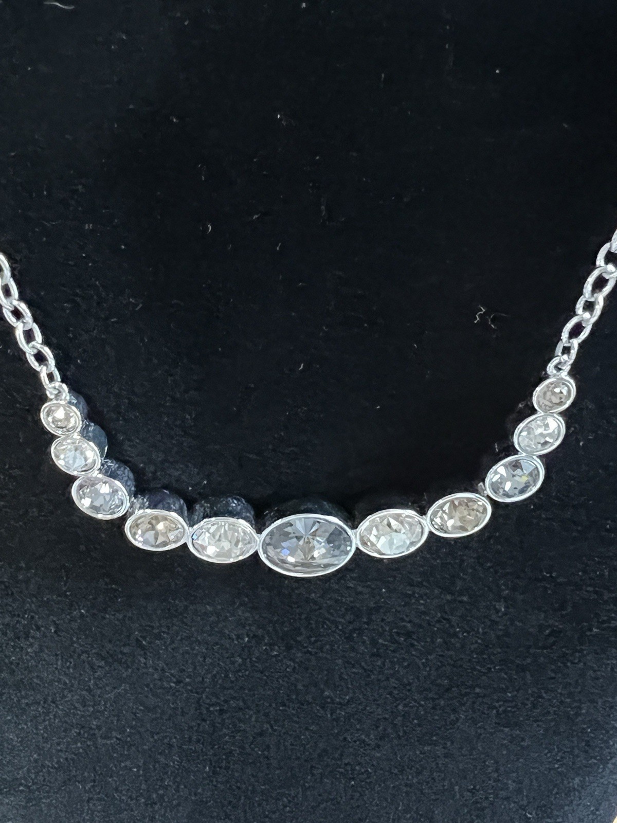New Touchstone Crystal by Swarovski White colorless Necklace 15-18”
