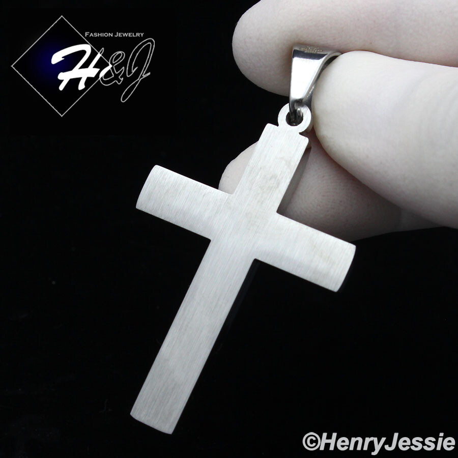 MEN’s Stainless Steel Simple Triple Line Silver Cross Charm Pendant*A125