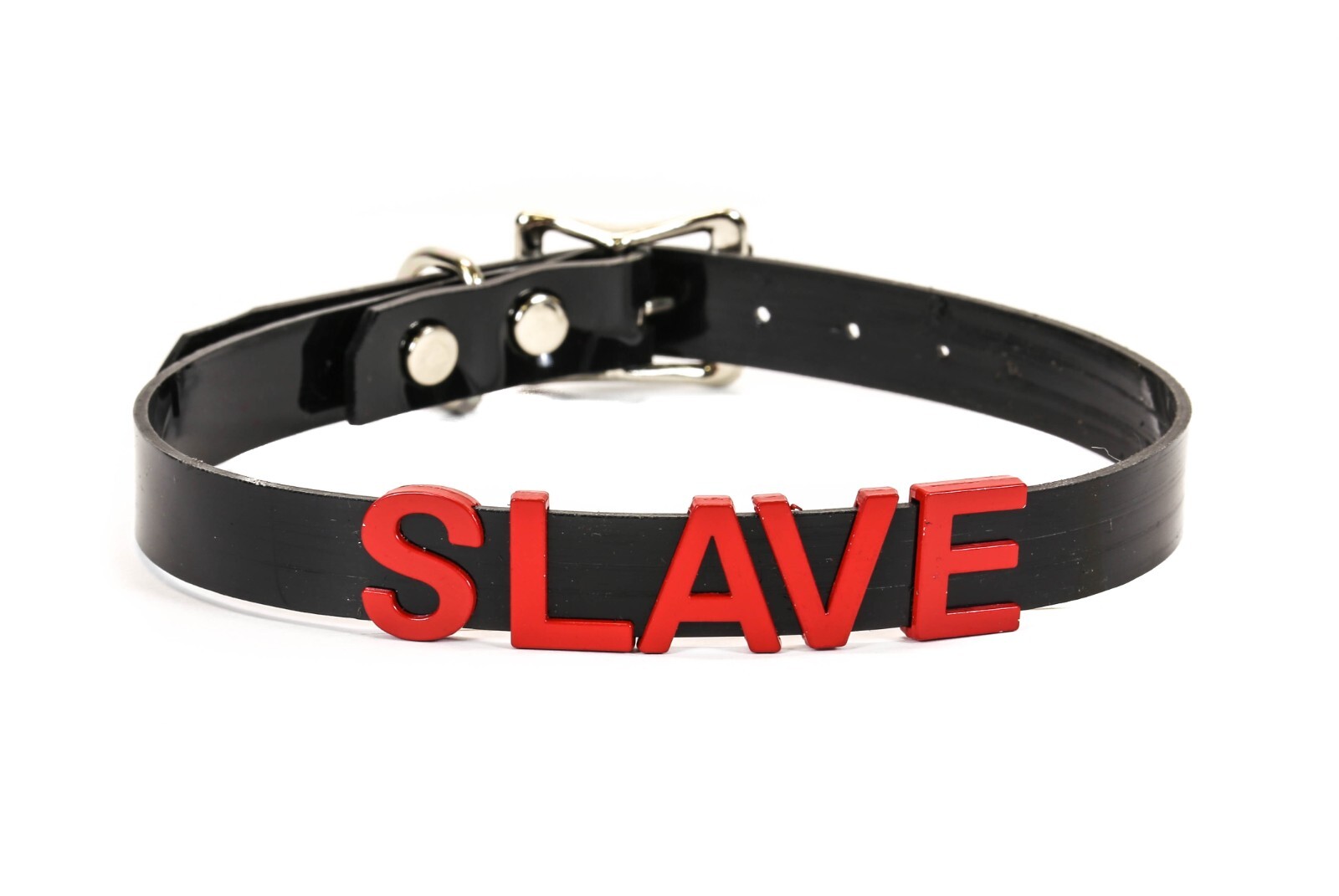 Black Vinyl Slave Name PVC Red Bdsm-Choker-Slut-Collar-Choker-Adult-Kinky