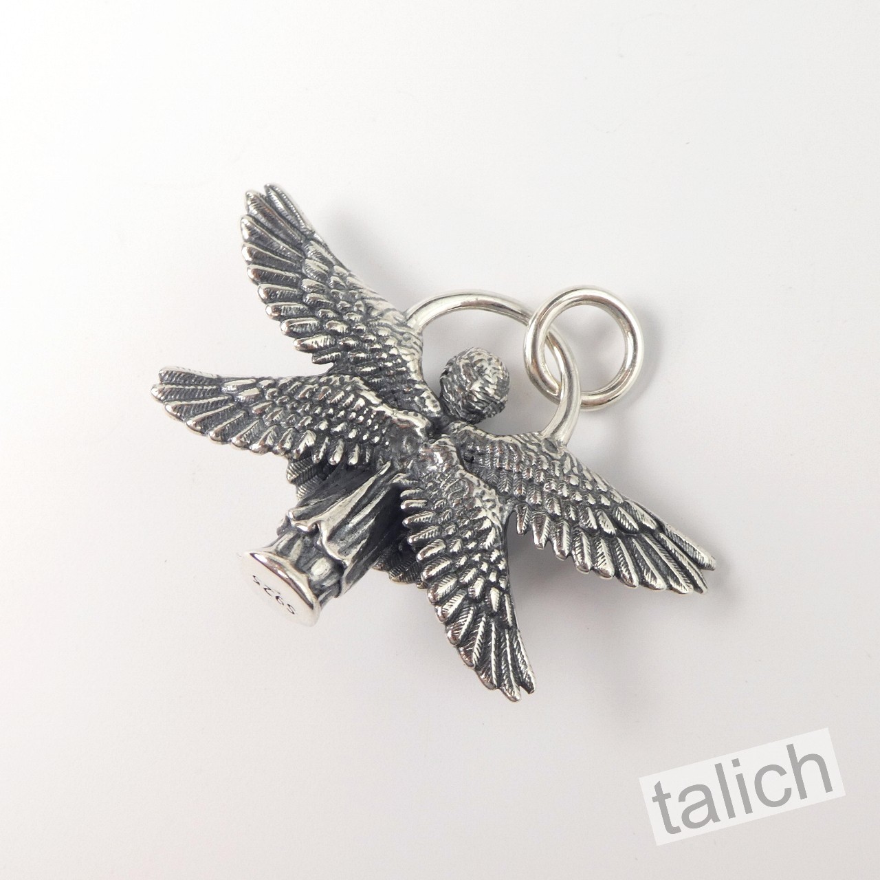 925 Sterling Silver Six Winged Praying Guardian Angel Pendant Protection Amulet