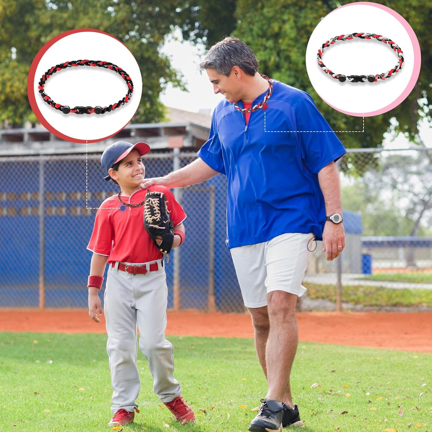 Baseball Necklaces Three Braided Rope Titanium Necklace for Fans Team Gifts Boys