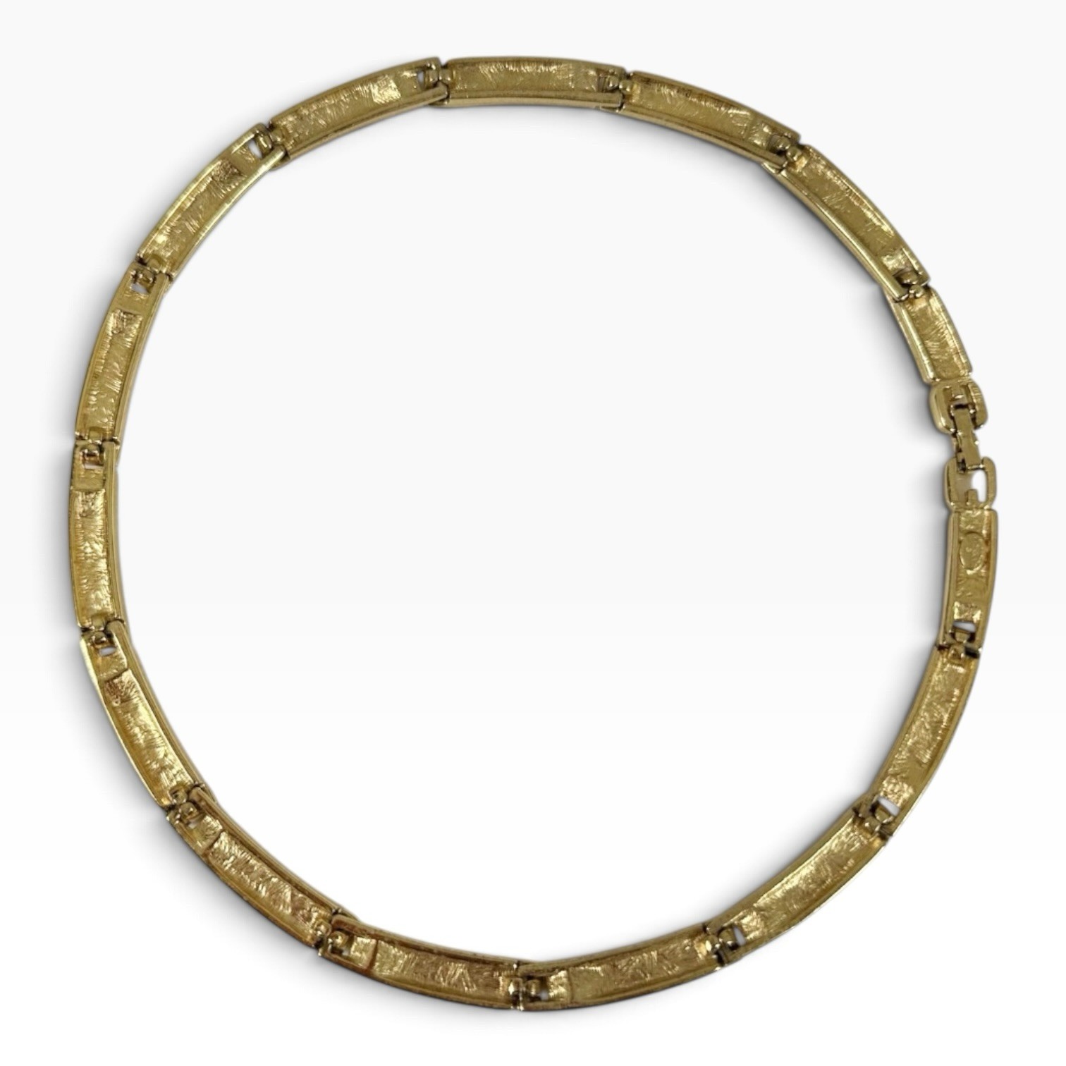 Givenchy Necklace Gold Tone Green Crystal Rhinestone Collar Tennis 15 In Jewelry