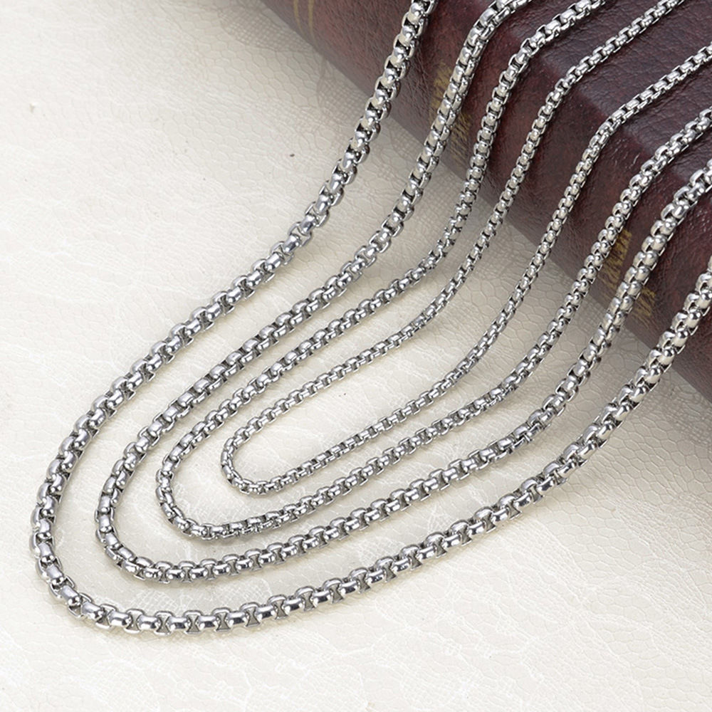 2/2.5/3/3.5mm Wholesale Lot Of Silver Stainless Steel Box Chain Necklace 18″-30″