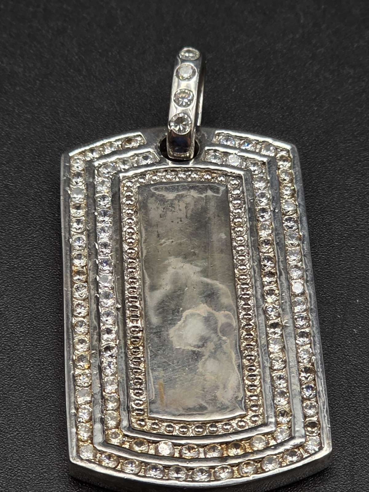 Silver Dog Tag Charm Necklace Pendant .925