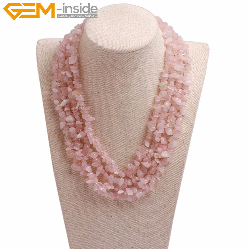 Assorted Gemstone Multi-Strand Chips Quartz Cluster Necklace 17-20″ Women Gift