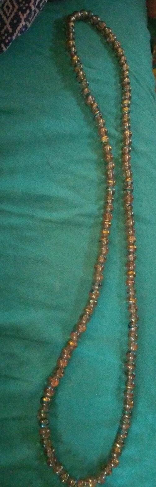 New! Long Gorgeous 32in Necklace GOLD Blue Ocean Marble Hippie Gypsy Woman lot