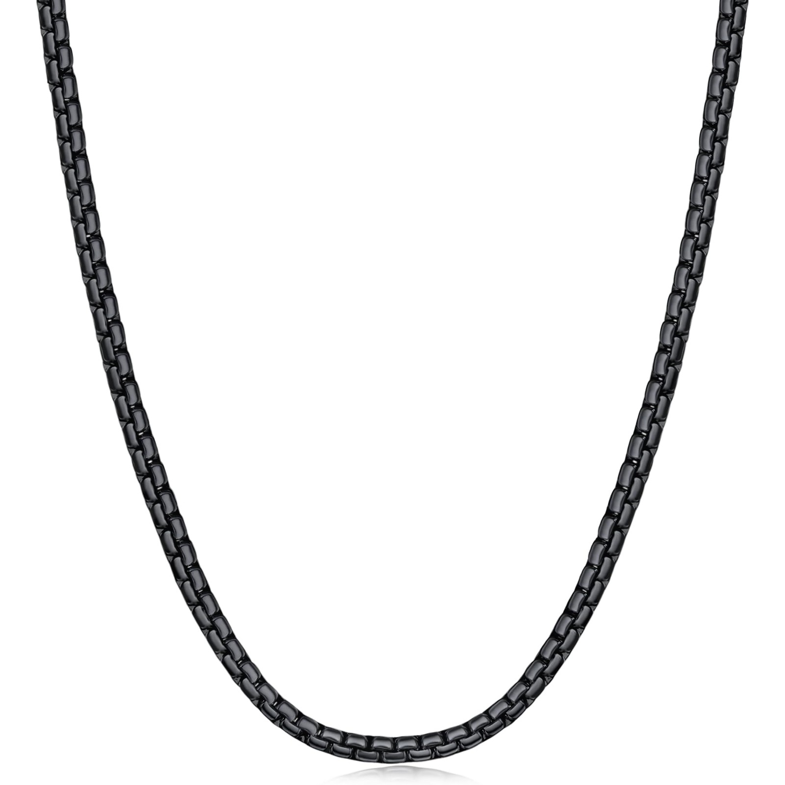 Black Flat Chains for Men, 2.5mm Stainless Steel Chain Necklace, Necklaces fo…