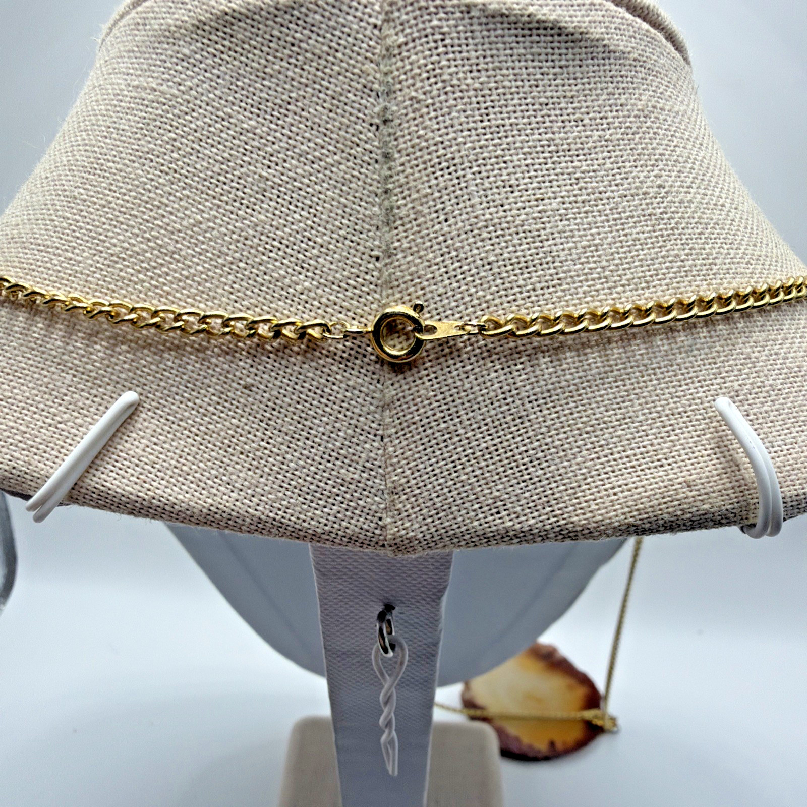 Coffee Colored Agate Slice Pendant Necklace Large Gold Toned Size