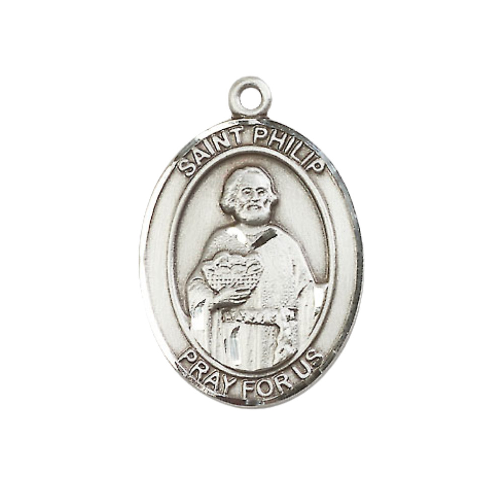 Sterling Silver Saint Philip the Apostle Medal 24″ Lobster Claw Chain Necklace