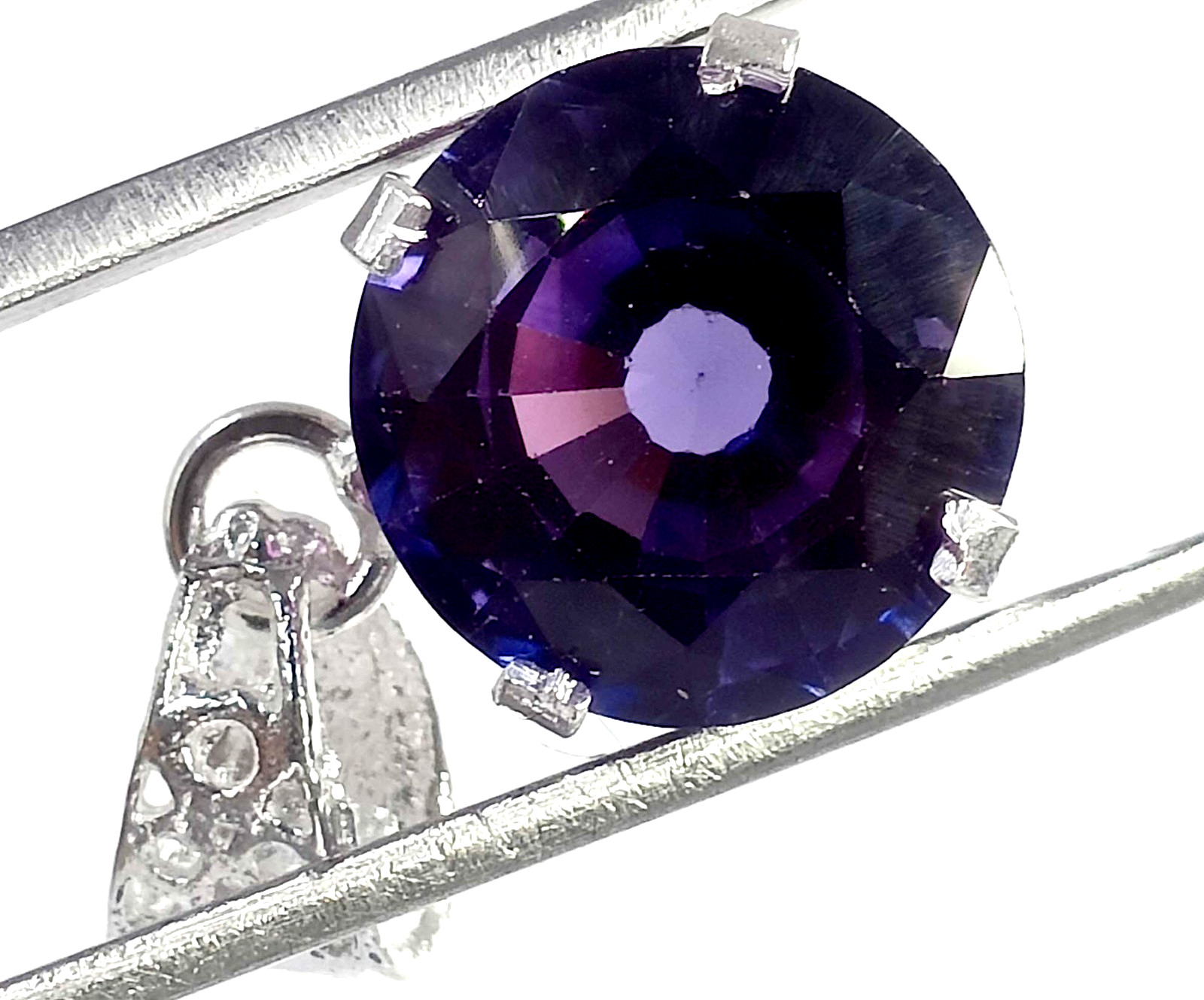 Natural 26 Ct Purple Alexandrite Round Cut EGL 925 Silver Pendant Certified 6AHN