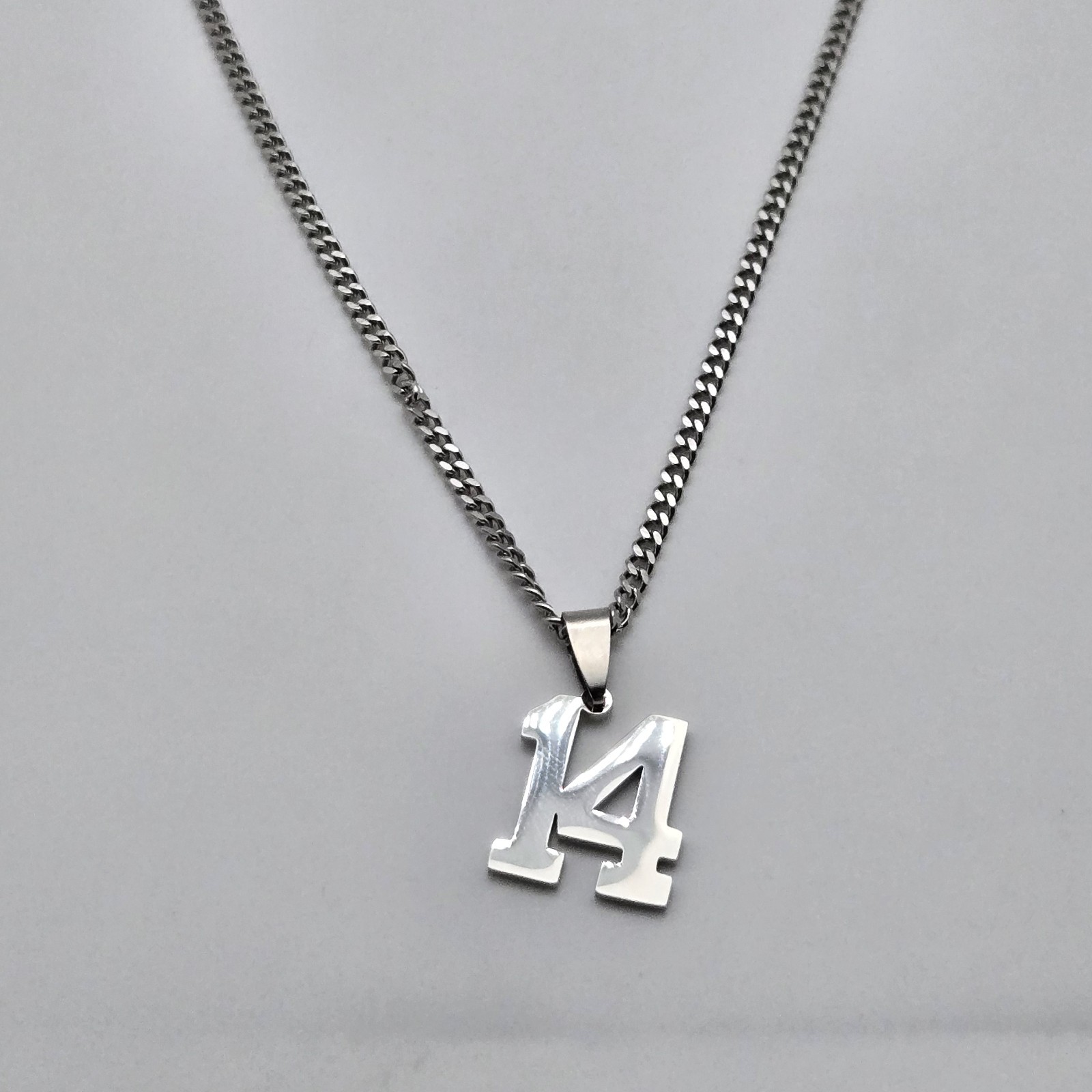#14 BASEBALL FOOTBALL NUMBER Pendant Charm / 18″-24″ STAINLESS CHAIN NECKLACE
