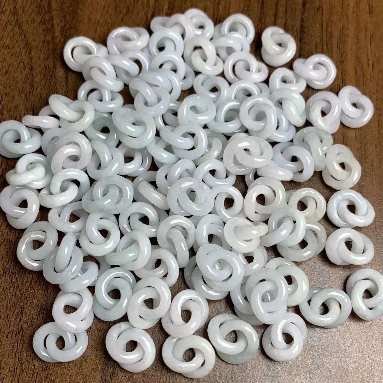 2pcs Real Grade A Natural Jade Jadeite Women Men Circle Beads Diy Pendant
