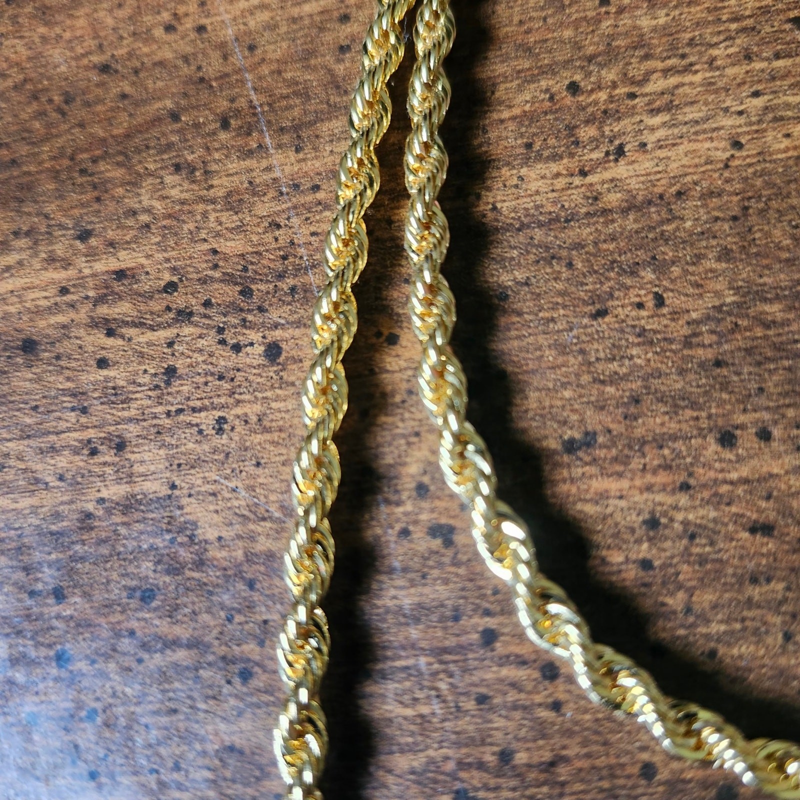 Gold Tone Rope Chain Necklace 39 Inch Braided Twisted Costume Slipover Layering