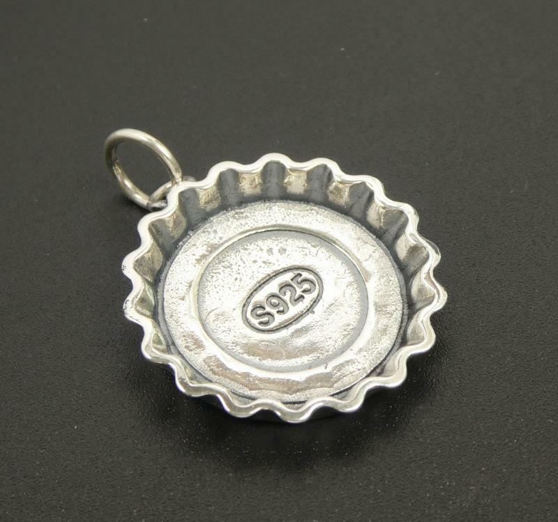 Shiny Polished 925 Sterling Silver Coca Cola Bottle Cap Round Pendant Fun!